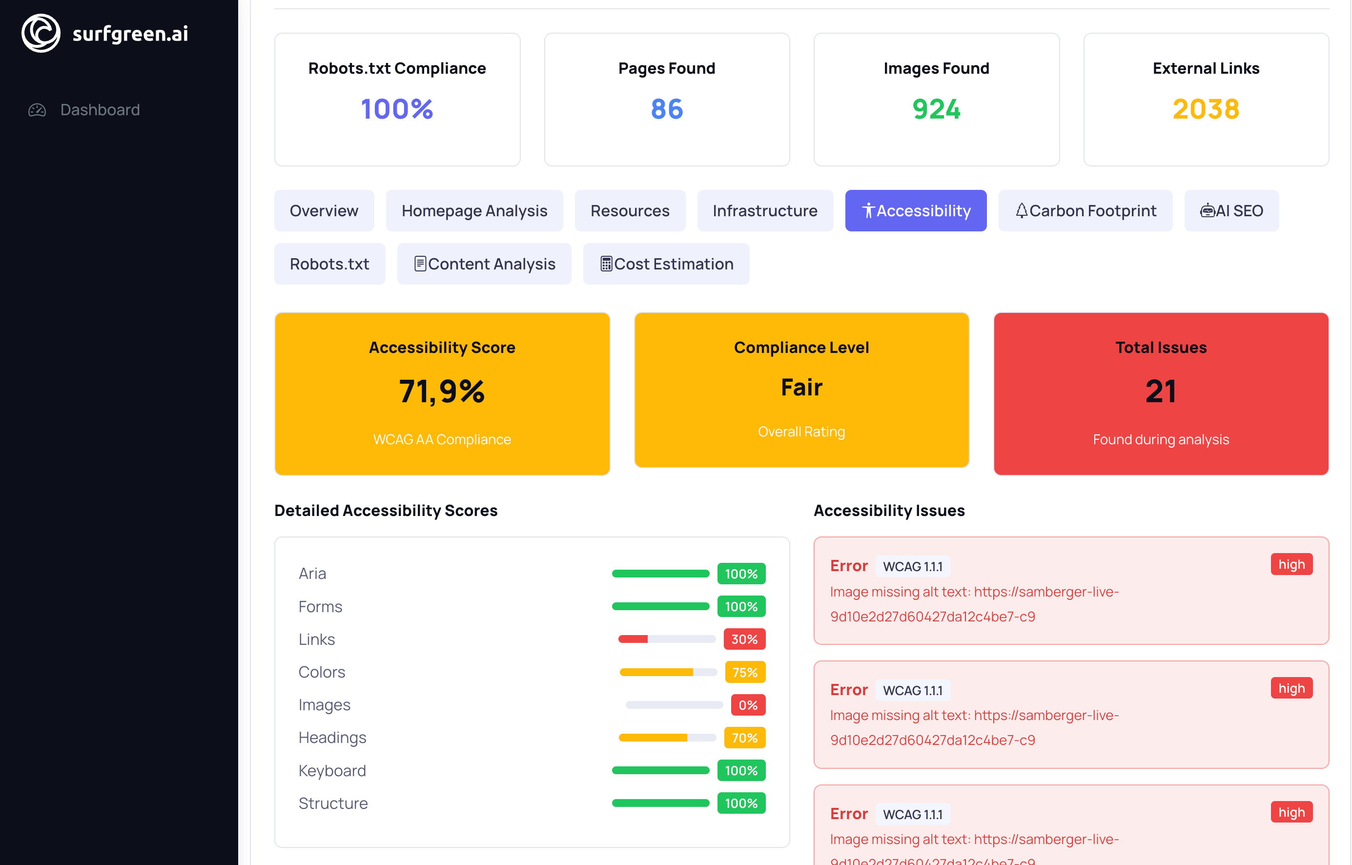 Surfgreen.ai - KI Website Redesign - Neue Webseite mit KI designen und deployen